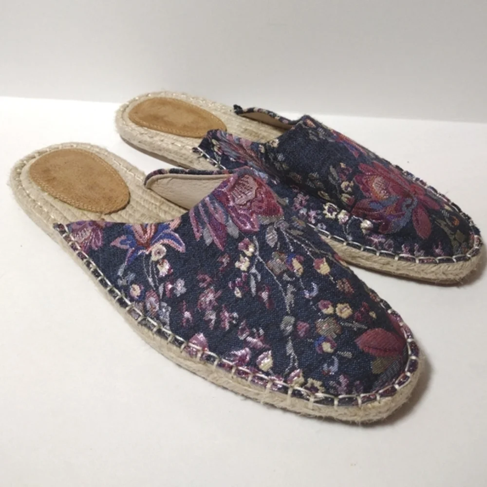 Vintage Havana Karli Espadrille Mule Size 10 Blue Floral
